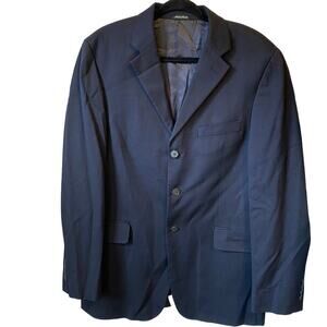 J Crew Wool Blend Black 3Button Blazer Jacket Men Sz 42Long Faux Pocket Career